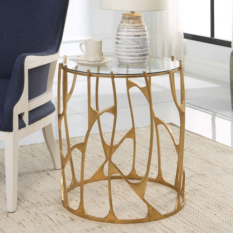 Ritual Round Gold Iron and Glass Side Table