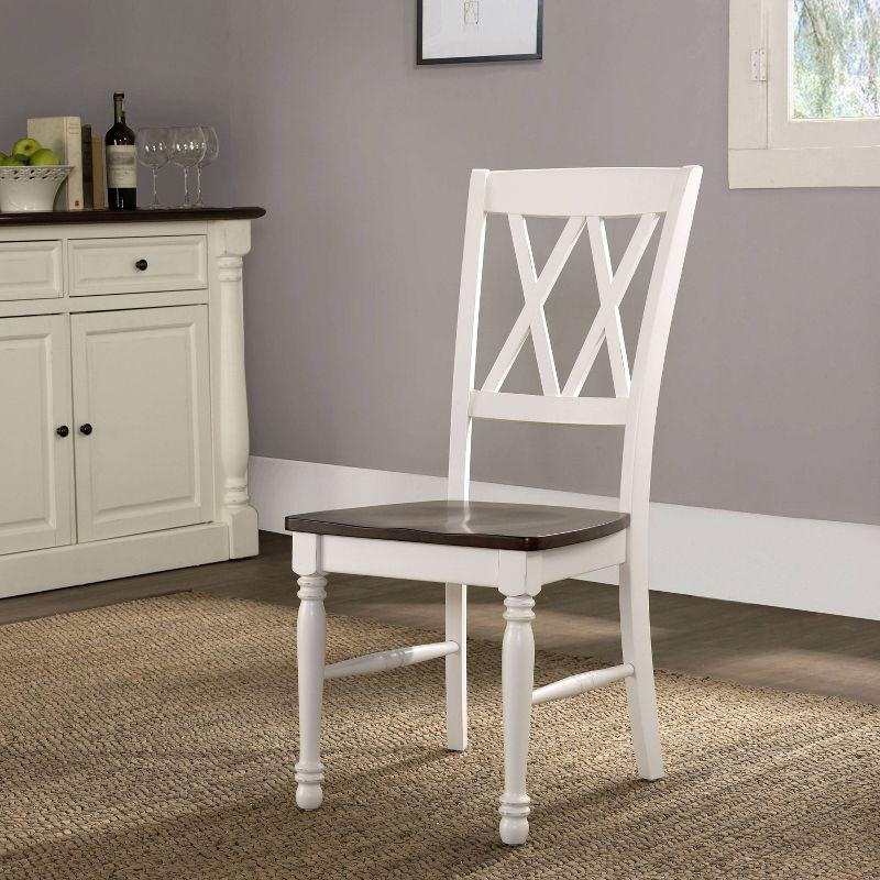 Set of 2 Shelby Dining Chair White - Crosley: Solid Hardwood, Traditional X-Back Design, Rubberwood Legs