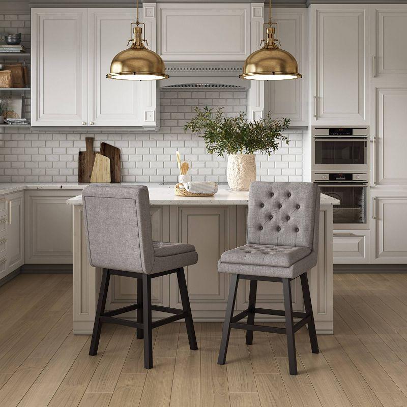 Set of 2 Boston Tufted Fabric Barstools - CorLiving