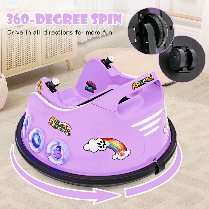 Costway 12V Kids Ride on Bumper Car Remote Control w/ Flashing LED Light & Music Purple