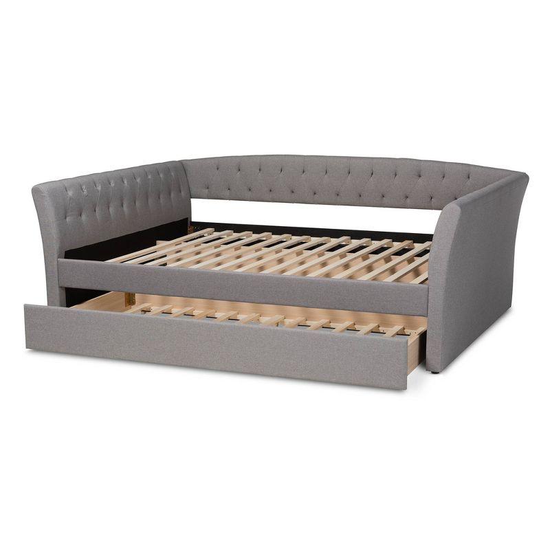 Full Gray Upholstered Wood Frame Daybed with Trundle