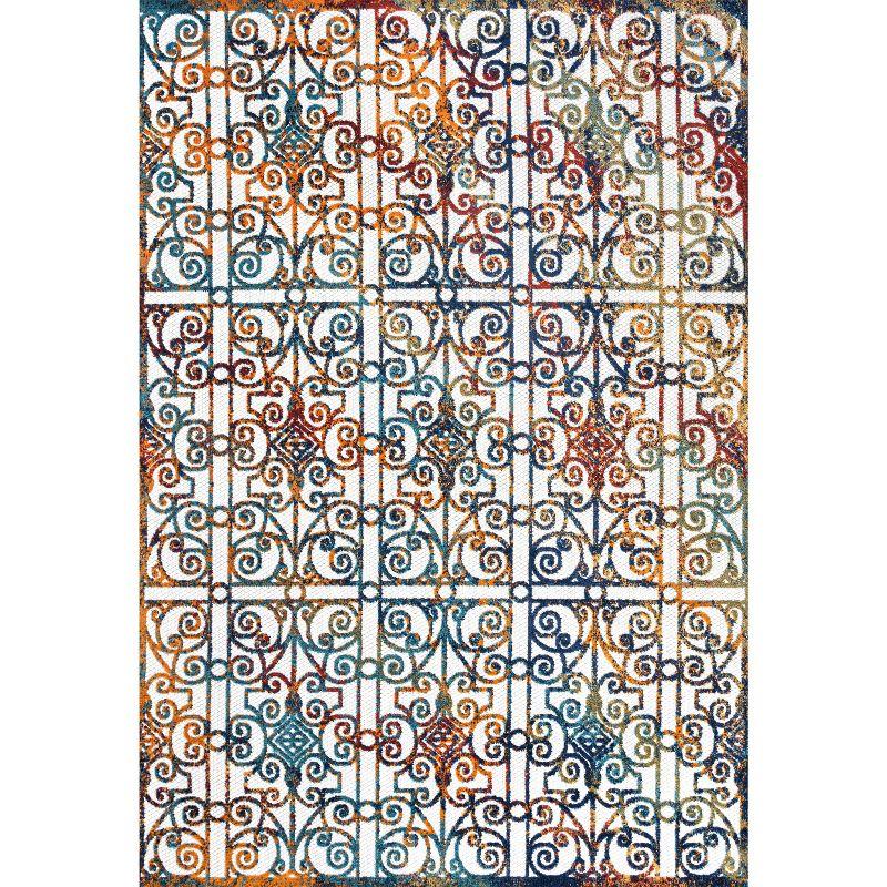 Cetara Ornate Trellis Indoor/Outdoor Runner Rug - JONATHAN Y