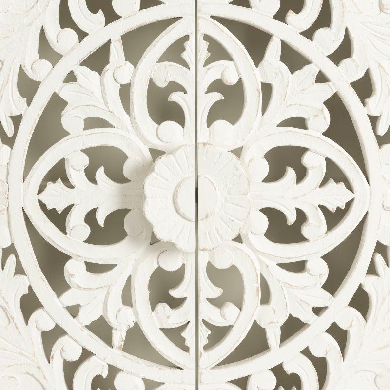 Kate & Laurel All Things Decor 20" Saanvi Traditional Carved Wood Wall Cabinet White: Artisan-Made, No Assembly, Includes Mounting Hardware