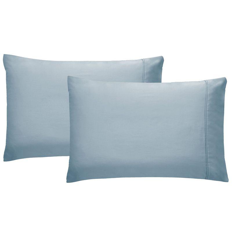 Sky Blue 400 Thread Count Cotton Sateen Pillowcases, Standard/Queen