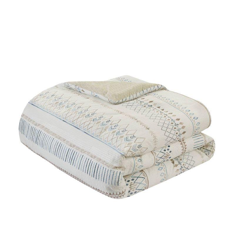 Madison Park Fraser 5 Piece Printed Seersucker Comforter Set with Throw Pillows