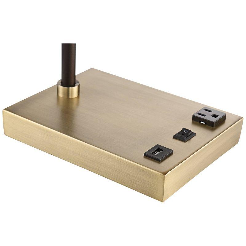 360 Lighting Brody Industrial Desk Lamp 22 1/4" High Antique Brass with USB and AC Power Outlet in Base Black Perforated Metal Shade for Living Room