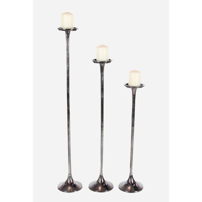 Set of 3 Black Tall Aluminum Candle Holders