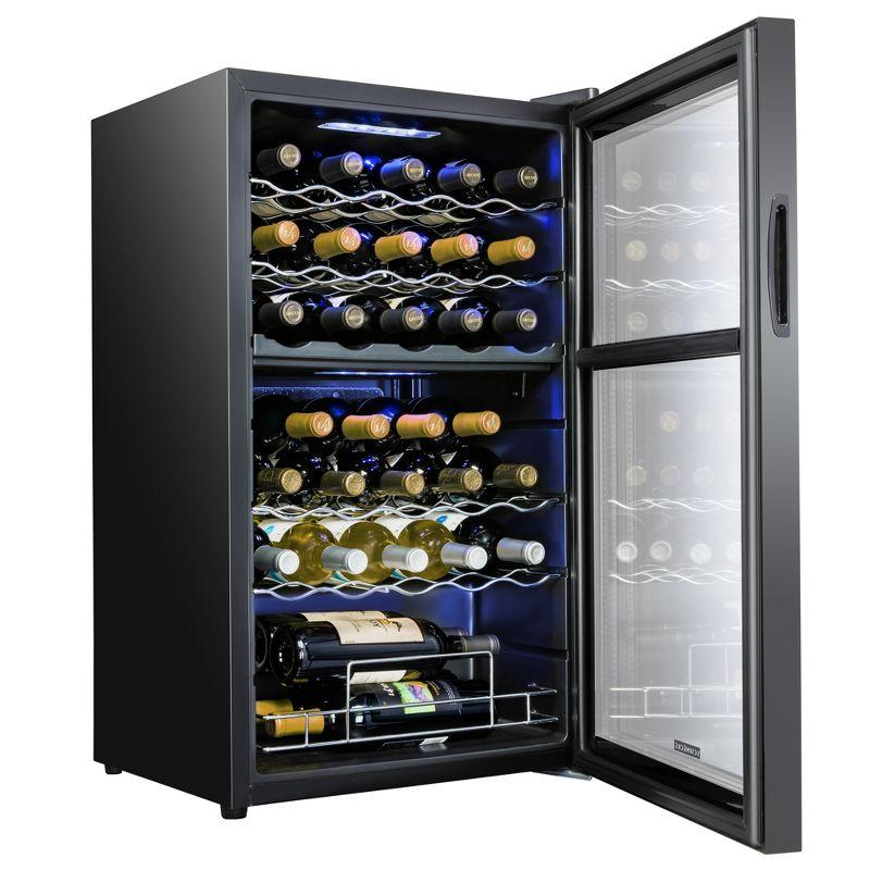 Black Dual Zone Freestanding Wine Cooler with Interior Lighting