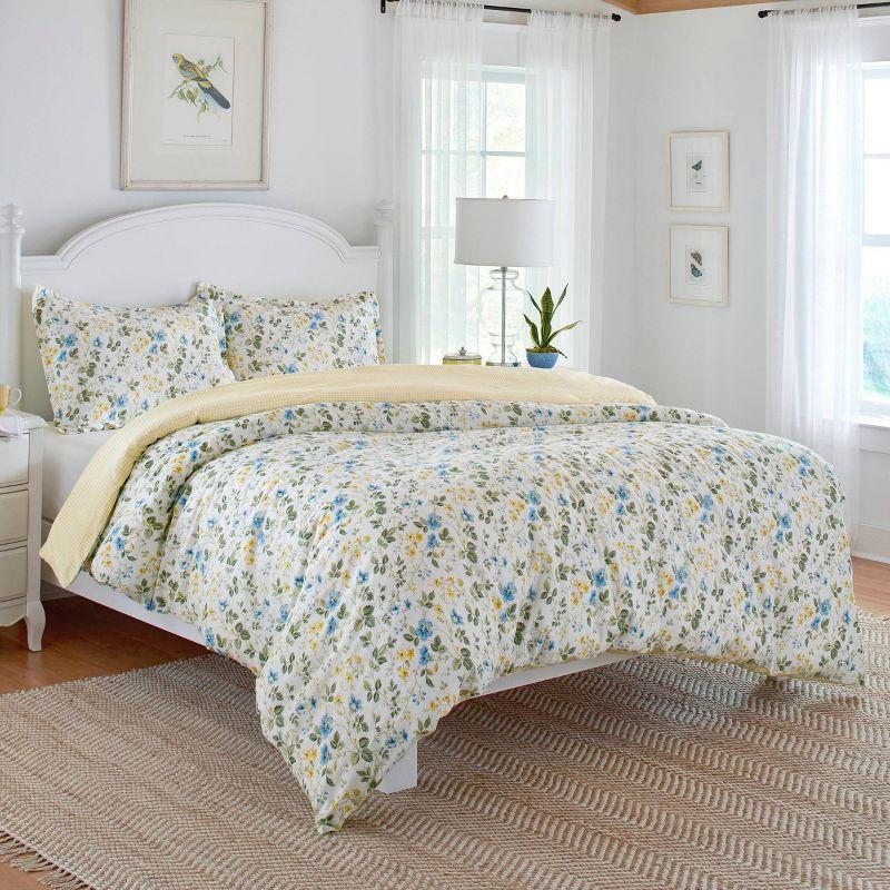 Laura Ashley Meadow Floral Cotton Blue Duvet Cover Set