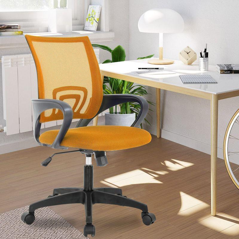FDW Home Office Chair Mesh Computer Chair with Lumbar Support Armrest Adjustable Mid Back Task Chair for Women Adults, Orange