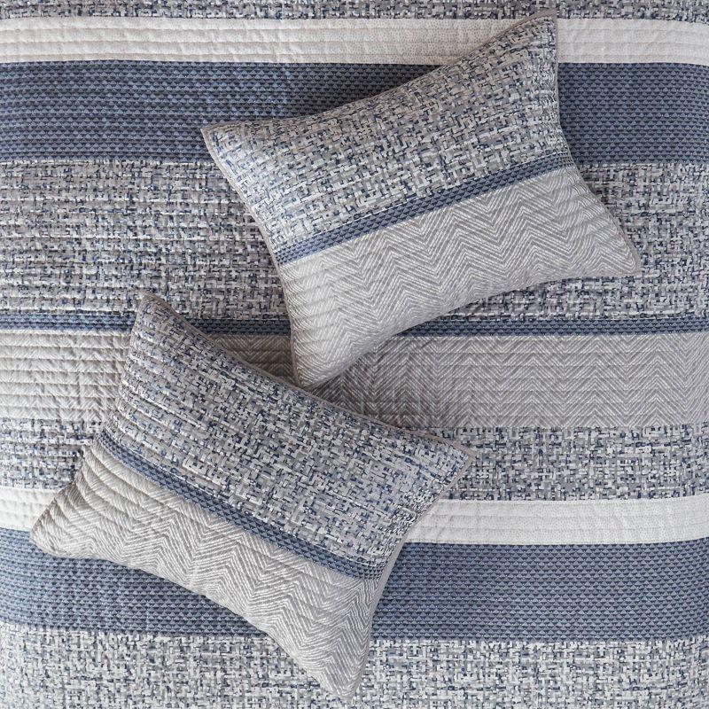 Rhapsody 6 Piece Reversible Jacquard Quilt Set with Throw Pillows