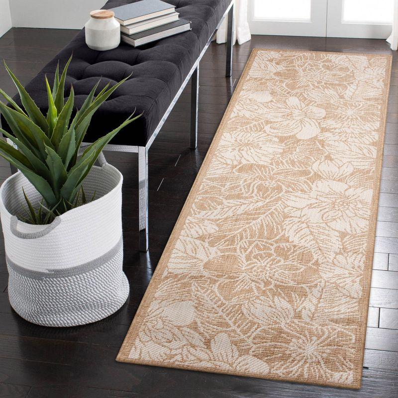 Liora Manne Carmel Botanical Indoor/Outdoor Rug Sand 1'11" x 7'6"