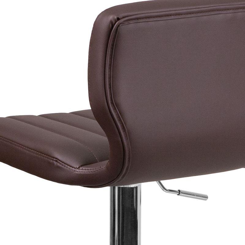 Elevate Brown Vinyl Swivel Adjustable Barstool with Chrome Finish