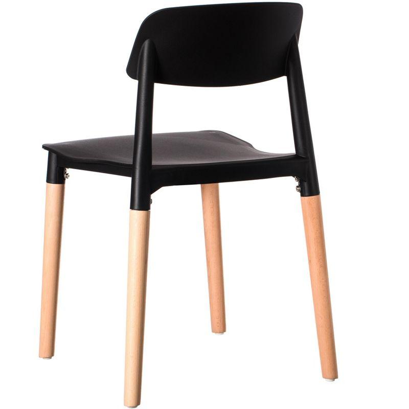 Fabulaxe Modern Plastic Dining Chair Open Back with Beech Wood Legs