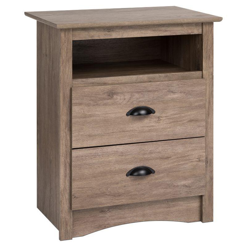 Fremont Drifted Gray 2-Drawer Nightstand with Antique Bronze Knobs