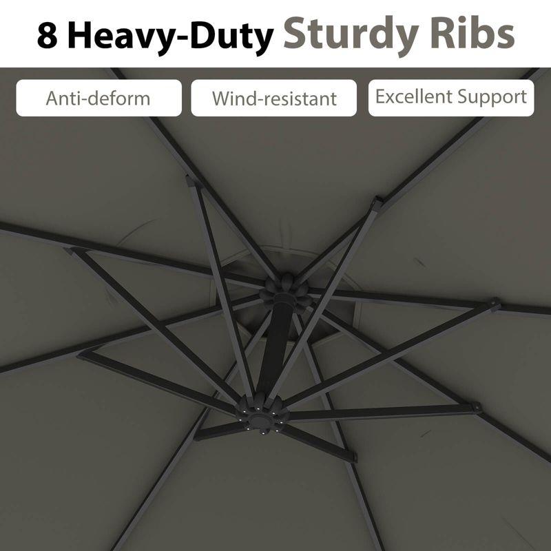 Costway  10 FT Patio Offset Umbrella w/8 Ribs Cross Base Tilt Grey