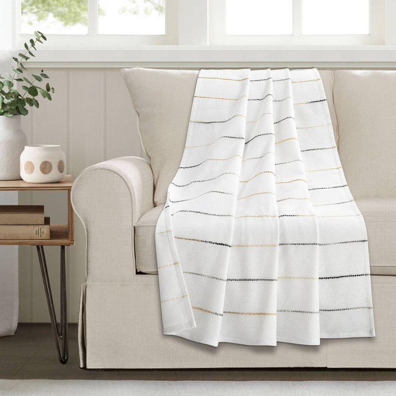 50"x60" Ombre Striped Yarn Dyed Cotton Throw Blanket - Lush Décor