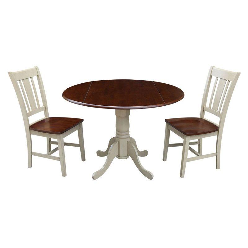 Antiqued Almond Dual Drop Leaf Dining Set with San Remo Chairs