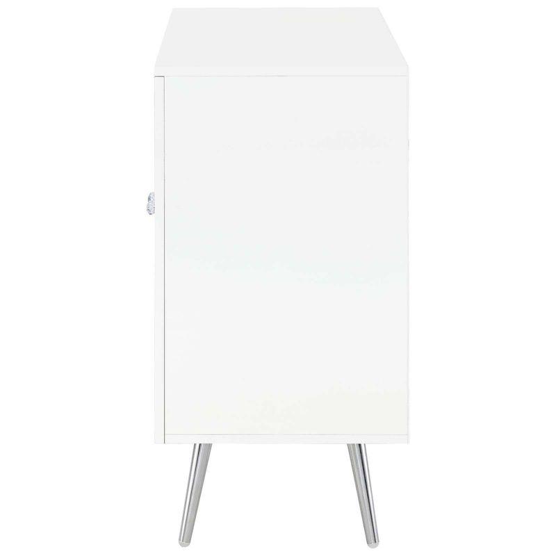 White High Gloss 2-Tier Accent Cabinet with Glass Shelf