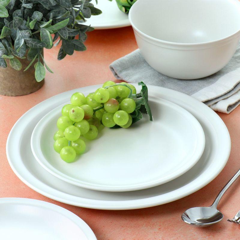 White Ceramic 12-Piece Round Dinnerware Set for 4