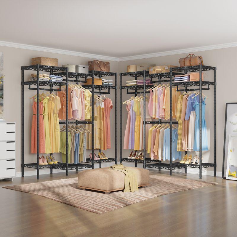 Black Medium Wire Freestanding Closet Organizer with Adjustable Shelves