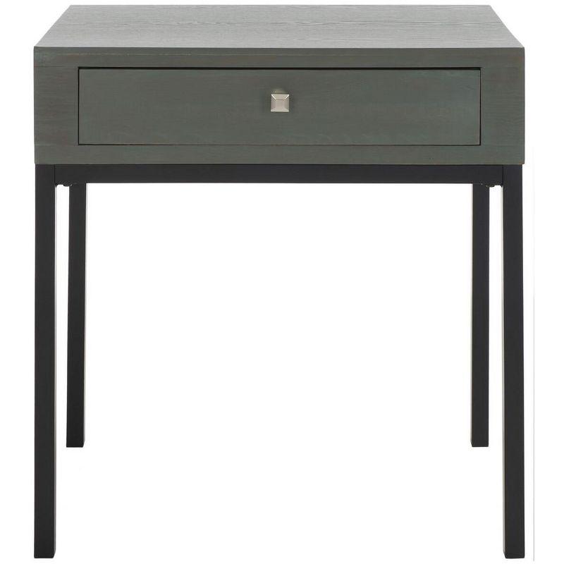 Adena 24" Gray Wood and Metal Rectangular End Table with Storage