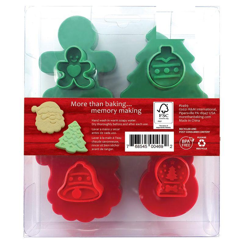 R&M International 4 Piece Double Sided Christmas Cookie Stamper Set, 2-Inch