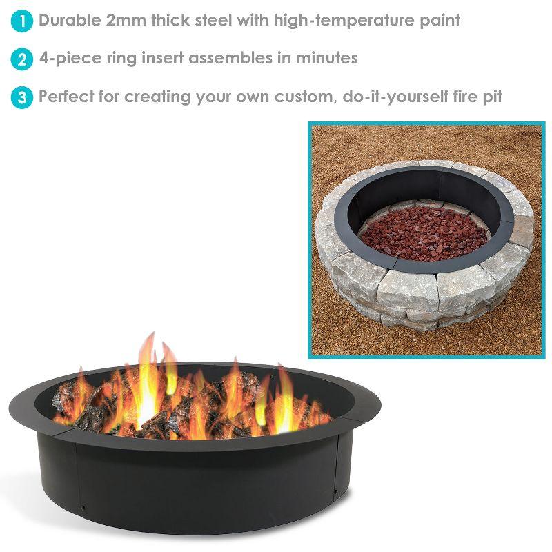 Sunnydaze Outdoor Heavy-Duty Steel Portable Above Ground or In-Ground Round Fire Pit Liner Ring - Black