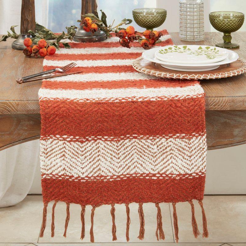 Saro Lifestyle Country Charm Plaid Table Runner, Orange, 16"x72"