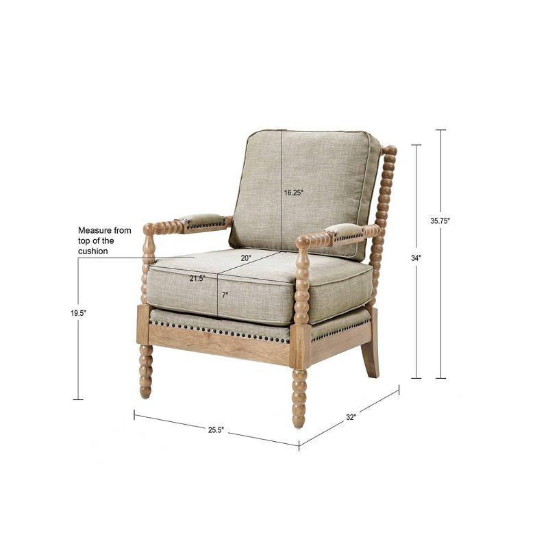 Madison Park Lyla Accent Chair Beige: Upholstered, Plywood Frame, Removable Cushions