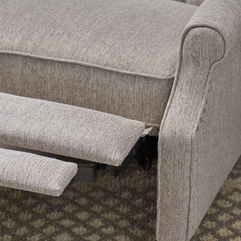 Apaloosa Oversized Wingback Press-Back Recliner Light Gray - Christopher Knight Home: Tufted, Nailhead Trim, Wood Legs