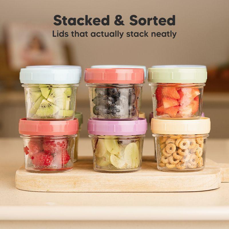 12pk Prep Baby Food Storage Containers, 4 oz Leak-Proof, BPA Free Glass Baby Food Jars for Feeding