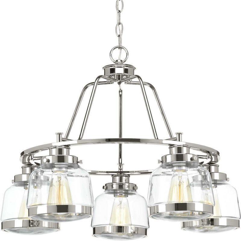 Judson Antique Bronze 5-Light Farmhouse Chandelier with Clear Glass Shades