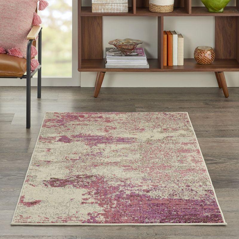 Celestial CES02 Area Rug Colorful Contemporary Abstract By Nourison Ivory/Pink 3' x 5'