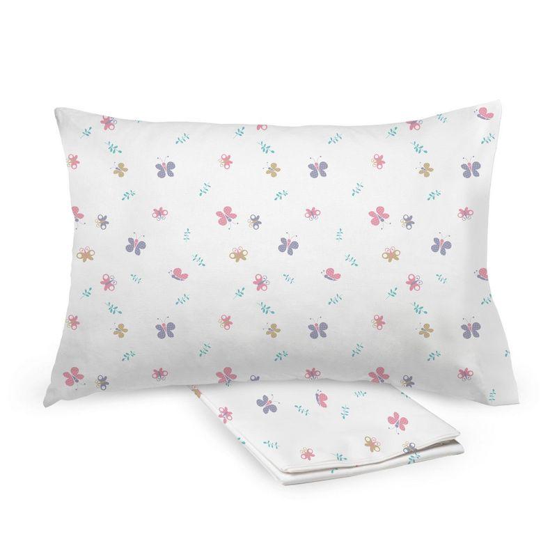 BreathableBaby Cotton Percale Pillowcase, For 13" x 18"/33 x 46 cm Toddler Pillow, Butterflies (2-Pack)