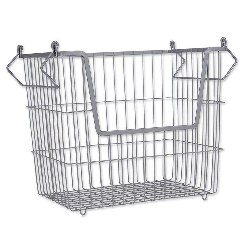 Cool Gray Large Rectangular Metal Wire Mesh Utility Bin