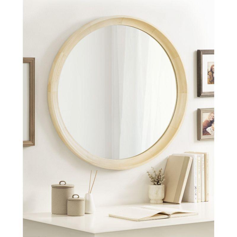 Kate and Laurel Hatherleig Round Wood Round Mirror, 30" Diameter, Natural