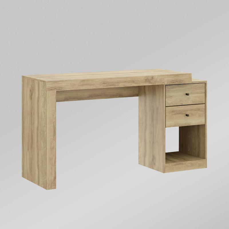 Expandable Pine Wood Home Office Desk with Storage Drawers