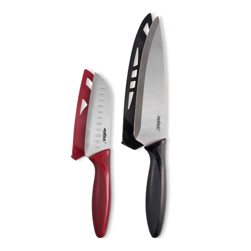 Zyliss 2-Piece Stainless Steel Chef and Santoku Knife Set with Sheaths