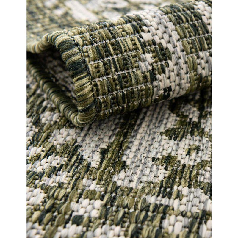 Green and Gray Synthetic 7' x 10' Outdoor Traditional Rectangular Rug