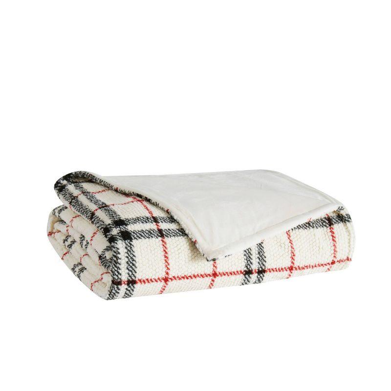 London Fog Popcorn Plaid Plush Throw