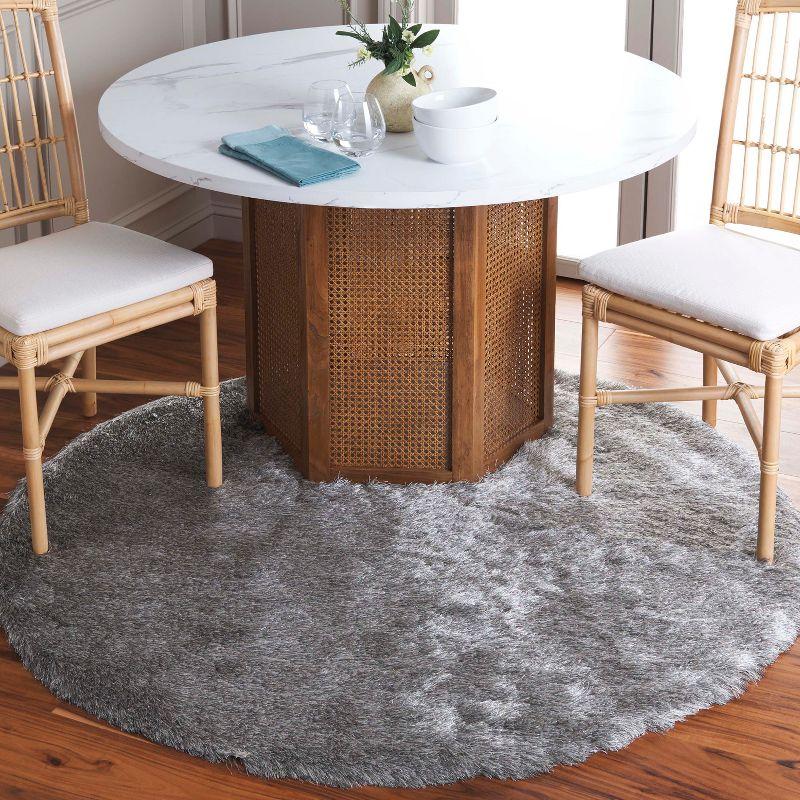Paris Shag SG511 Hand Tufted Indoor Area Rug - Silver - 7' Round - Safavieh