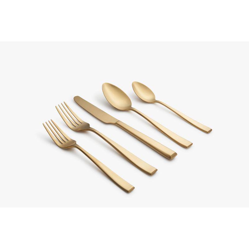 Samira Champagne Satin 20-Piece Stainless Steel Flatware Set