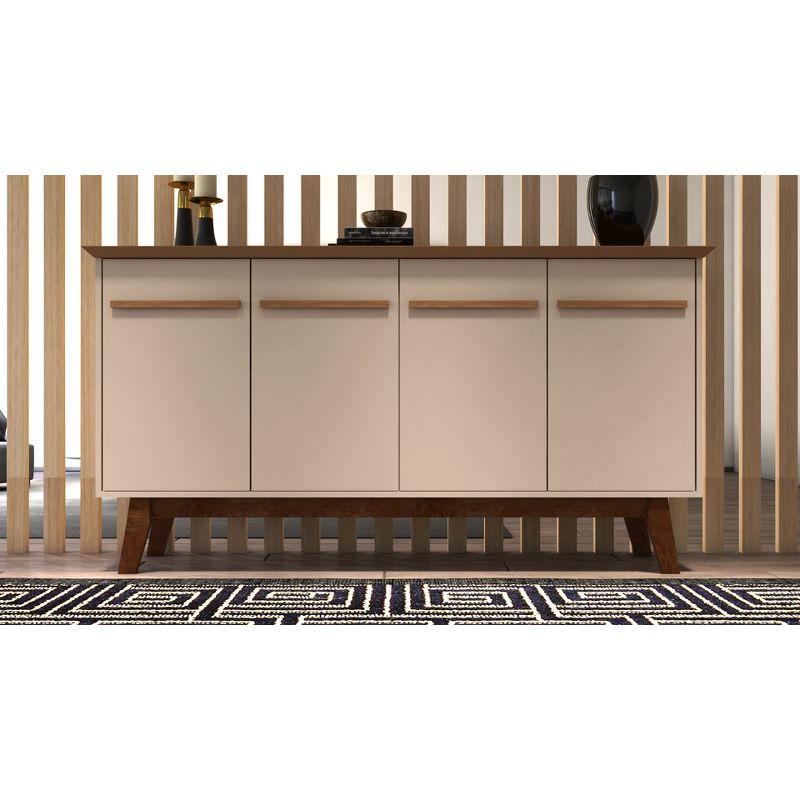 62.99" Yonkers Sideboard Black/Cinnamon - Manhattan Comfort: Mid-Century Buffet Storage Cabinet