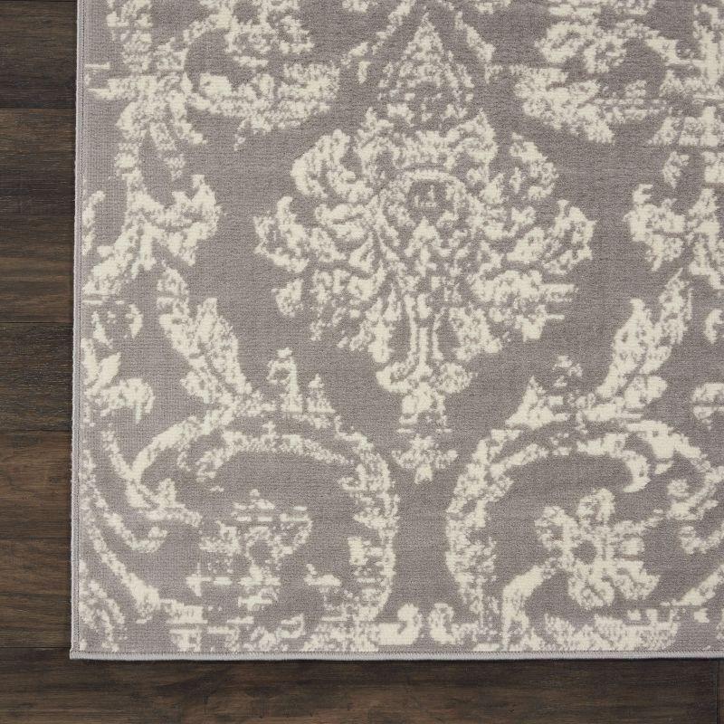 Nourison Jubilant 7'10" x 9'10" (8' x 10') Grey Area Rug Farmhouse Vintage Damask by Nourison