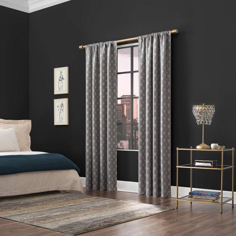 Montauk Art Deco 100% Blackout Back Tab Curtain Panel - Scott Living