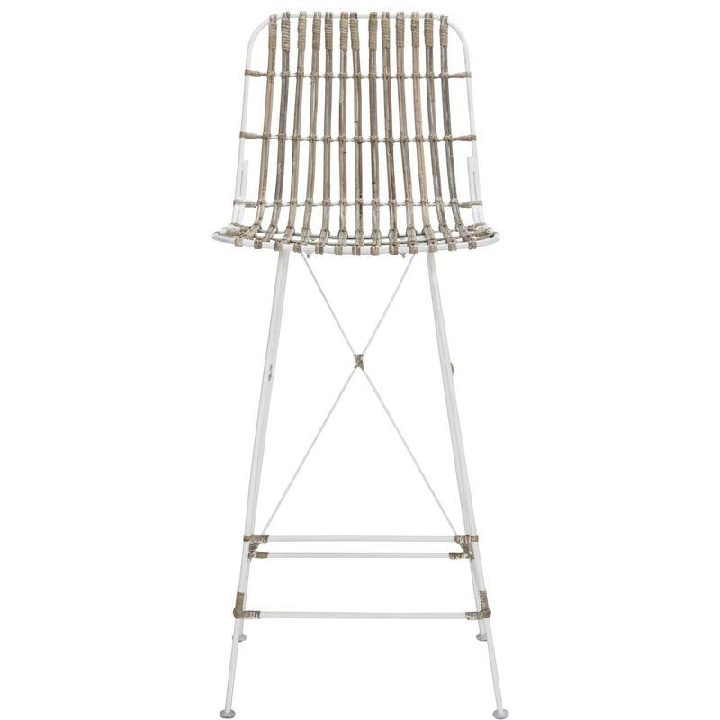 Minerva Wicker Bar Stool (Set of 2) - WIK6508 - White/White - Safavieh