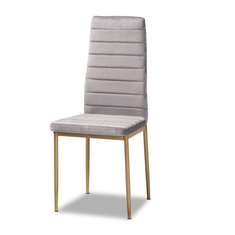 Armand High-Back Grey Velvet and Gold Metal Arm Chair