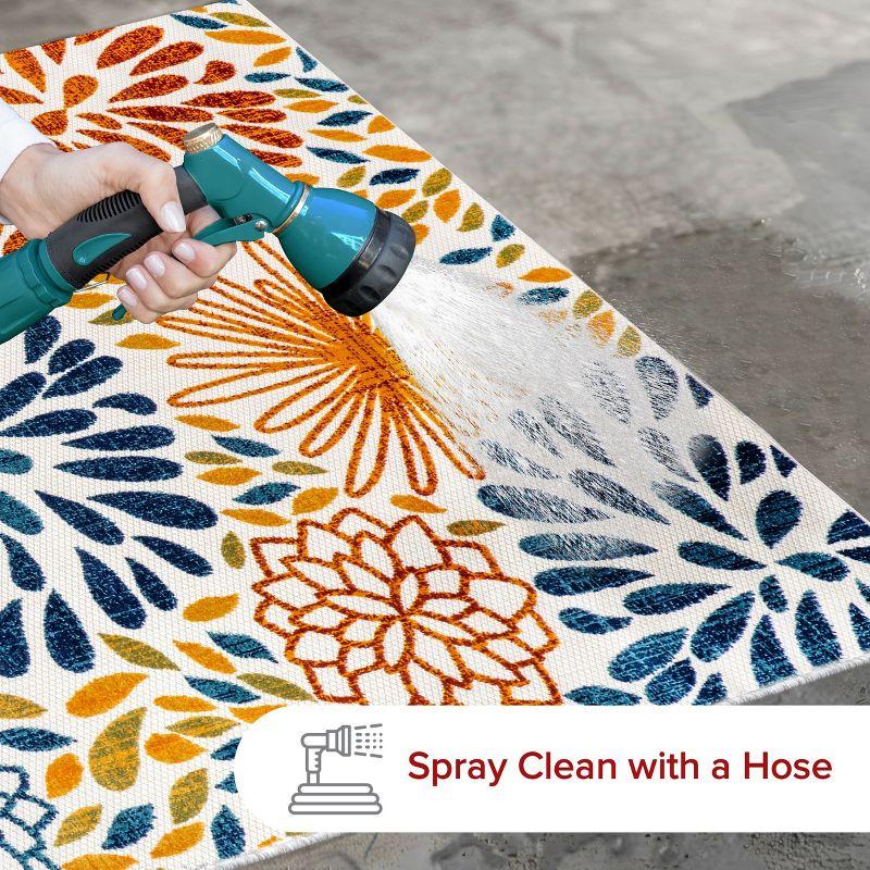 Nuloom Monique Floral & Paisley 2x12 Indoor/Outdoor Runner Rug for Living Room Patio Deck Front Porch Entryway Hallway Kitchen, Blue/Multicolor