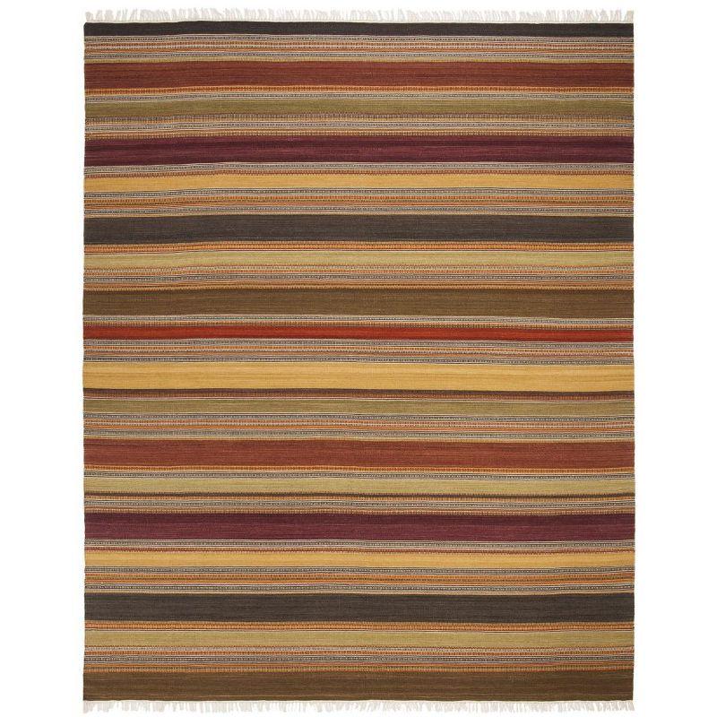 Striped Kilim STK315 Hand Woven Indoor Area Rug - Gold - 9'x12' - Safavieh